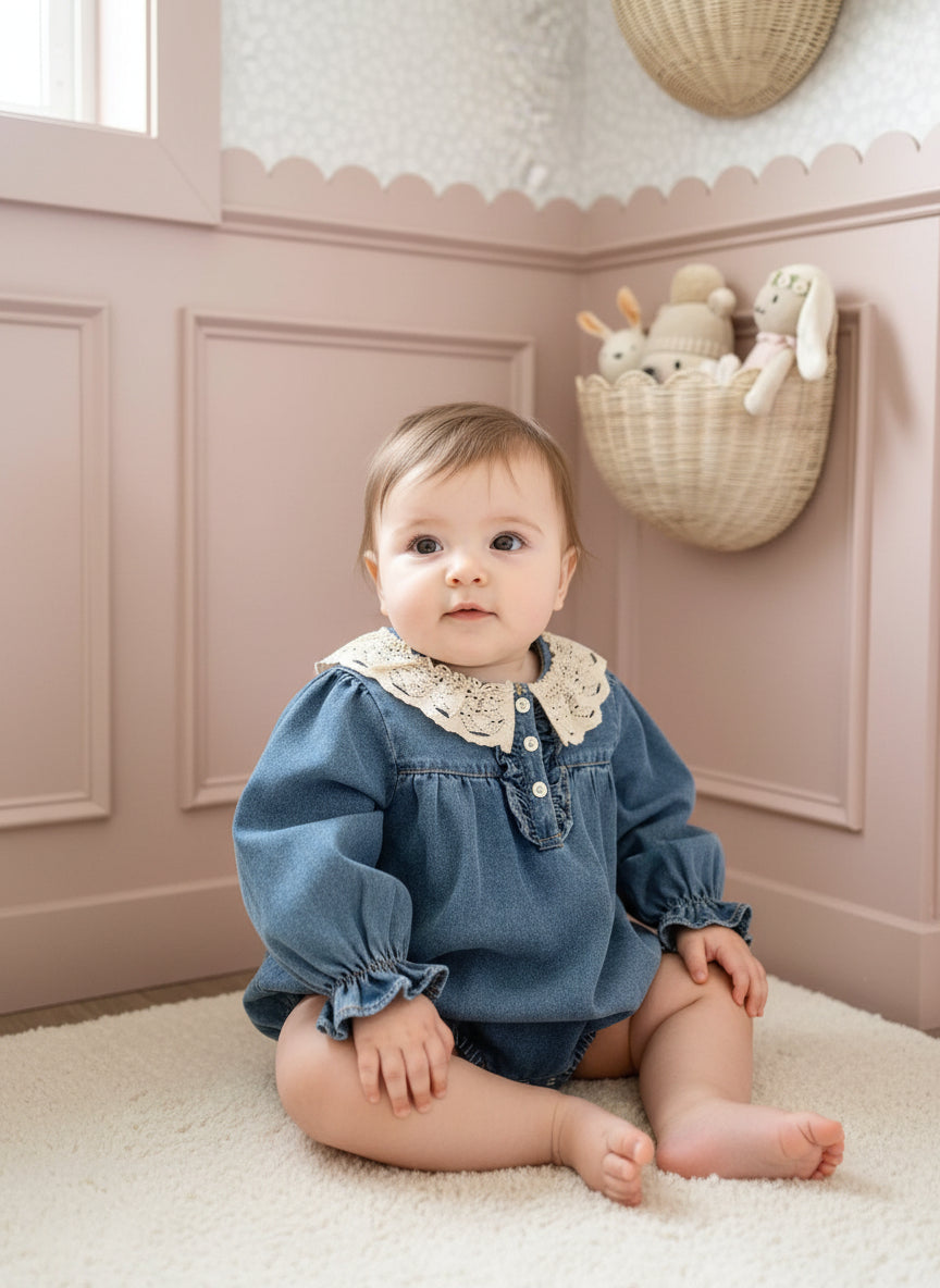 新作】襟レースデニムロンパース – ululu