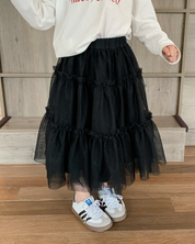 チュールフリルロングスカート