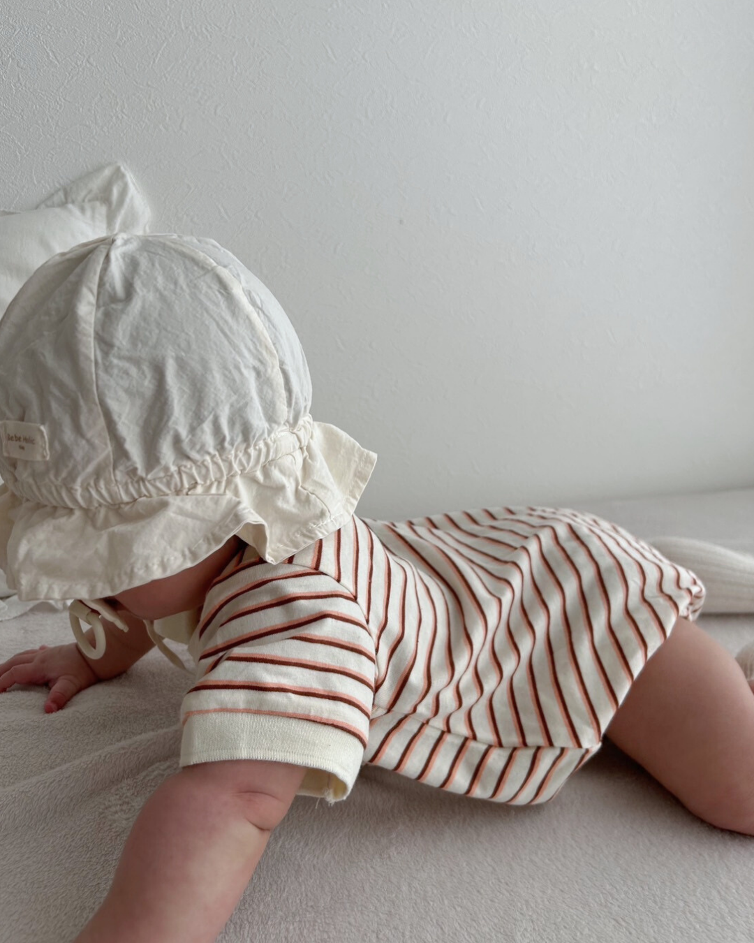 【新作20日(金) 10:00販売】コットンボーダー襟付きロンパース