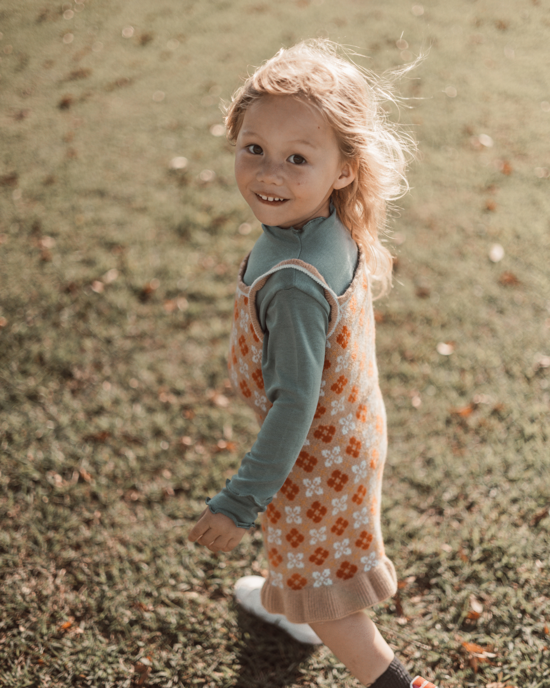 レトロフラワーニットキャミワンピースセット