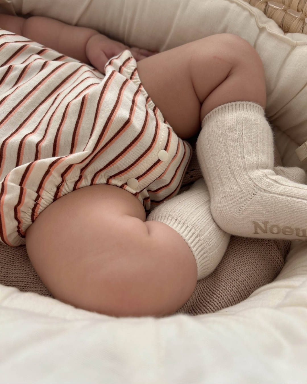 【新作20日(金) 10:00販売】コットンボーダー襟付きロンパース