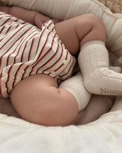 【新作20日(金) 10:00販売】コットンボーダー襟付きロンパース