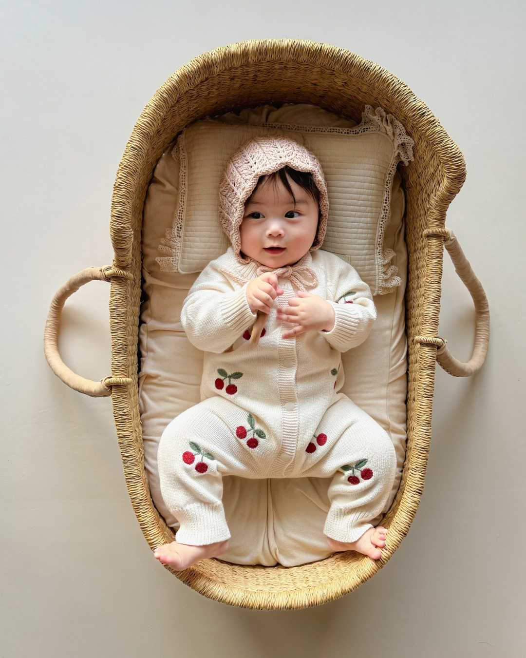 【新作】チェリーニットカバーオール