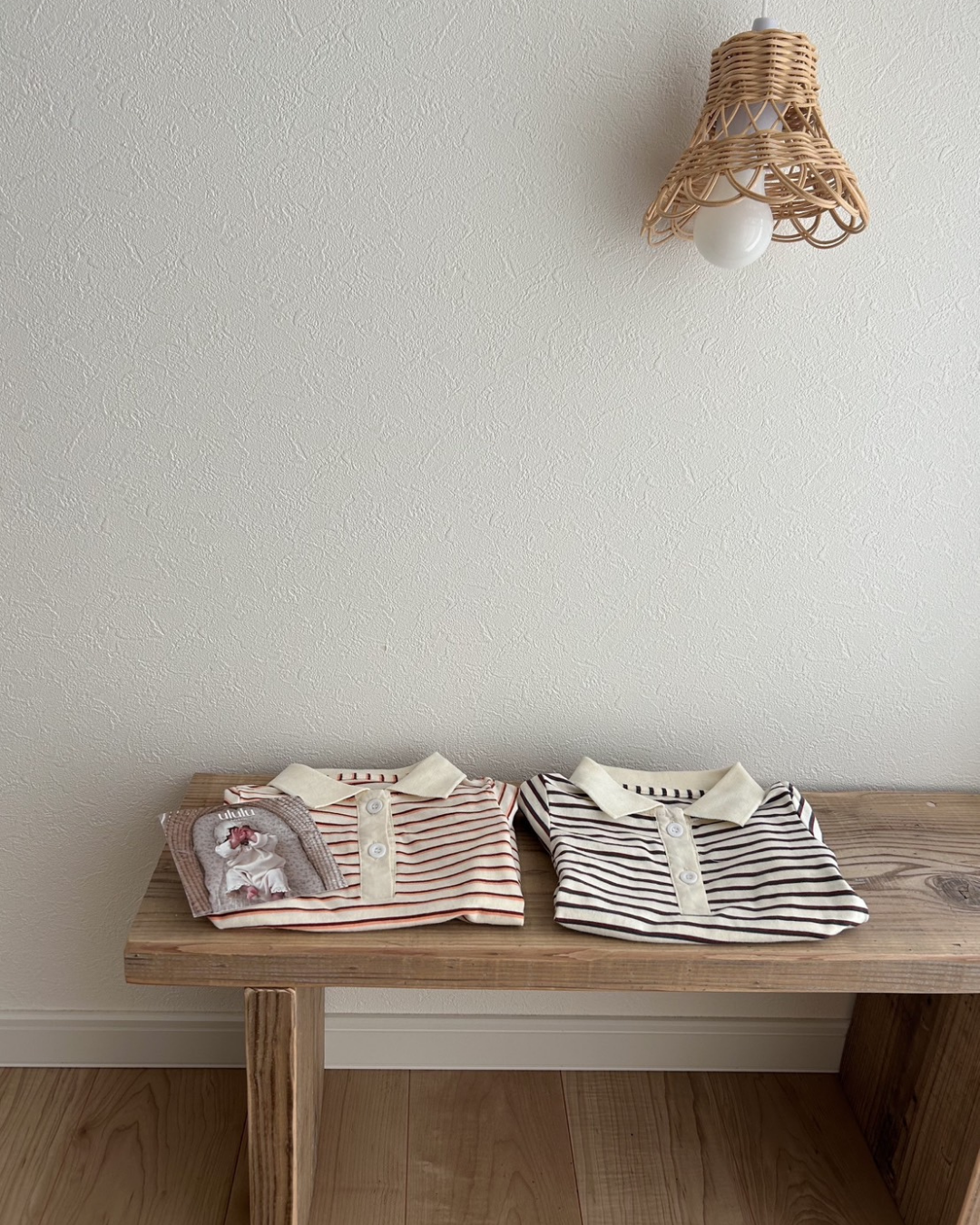 【新作20日(金) 10:00販売】コットンボーダー襟付きロンパース