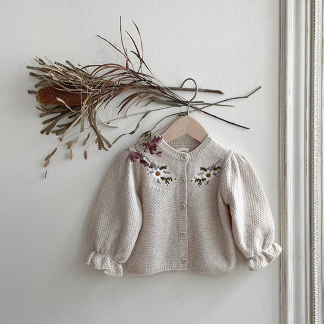 フラワー刺繍カーディガン