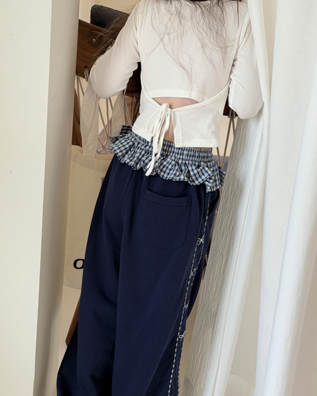 予約早割 10％OFF【新作 11日(金) 10:00 販売】バックリボンリブトップス