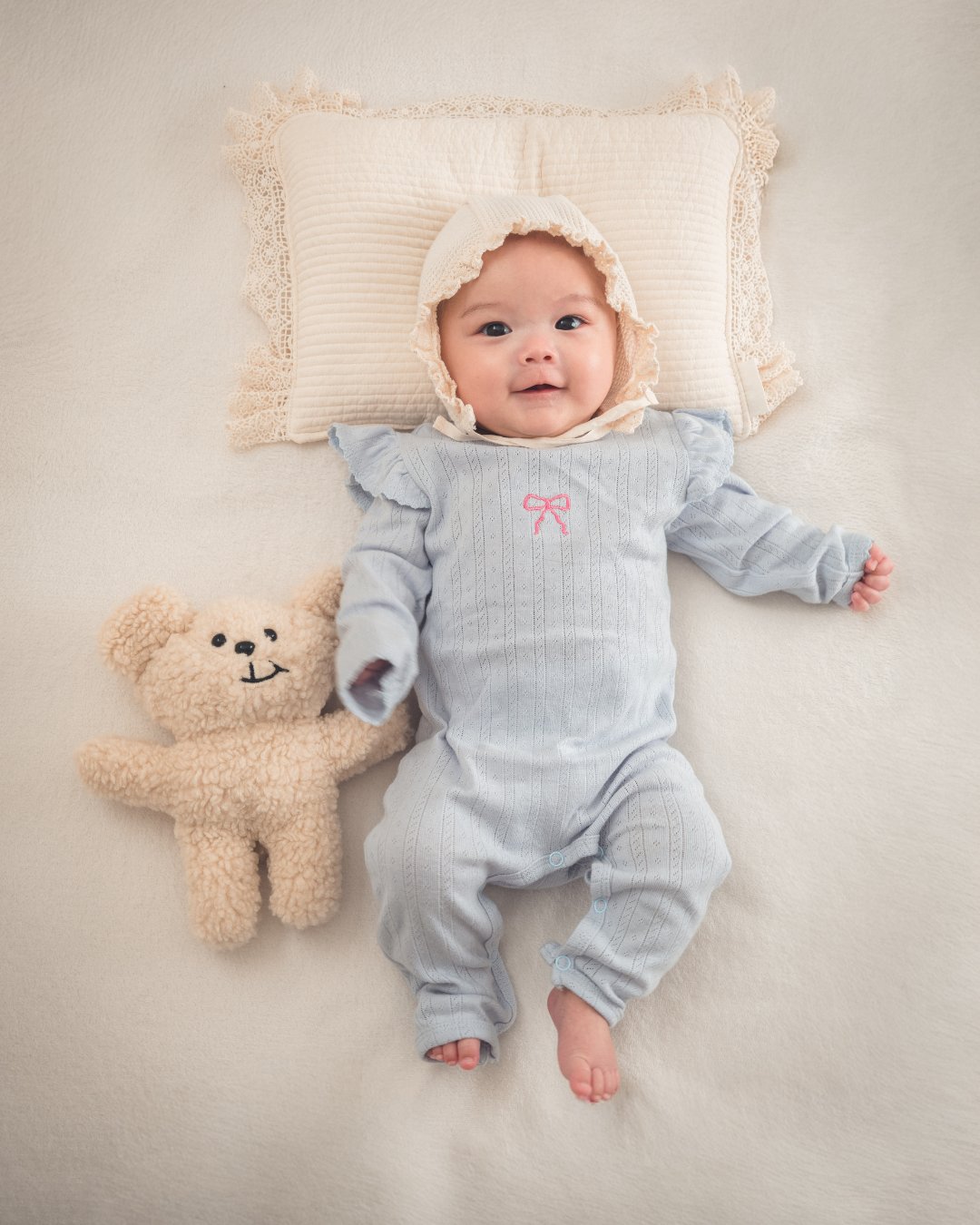 刺繍フリルスリーブ リブロンパース