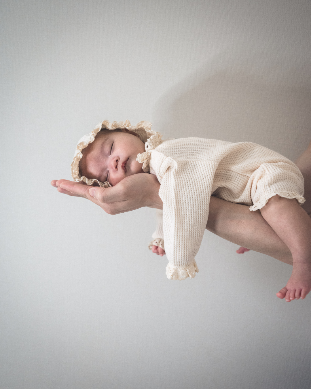 【新作 7日(金) 10:00 販売】UL ORIGINAL：ニューボーンワッフルロンパース