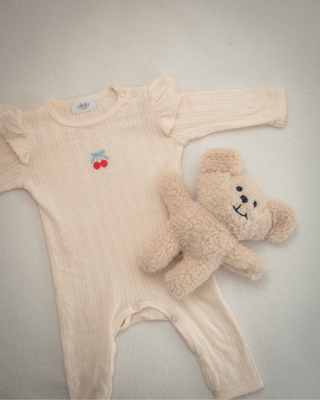 刺繍フリルスリーブ リブロンパース