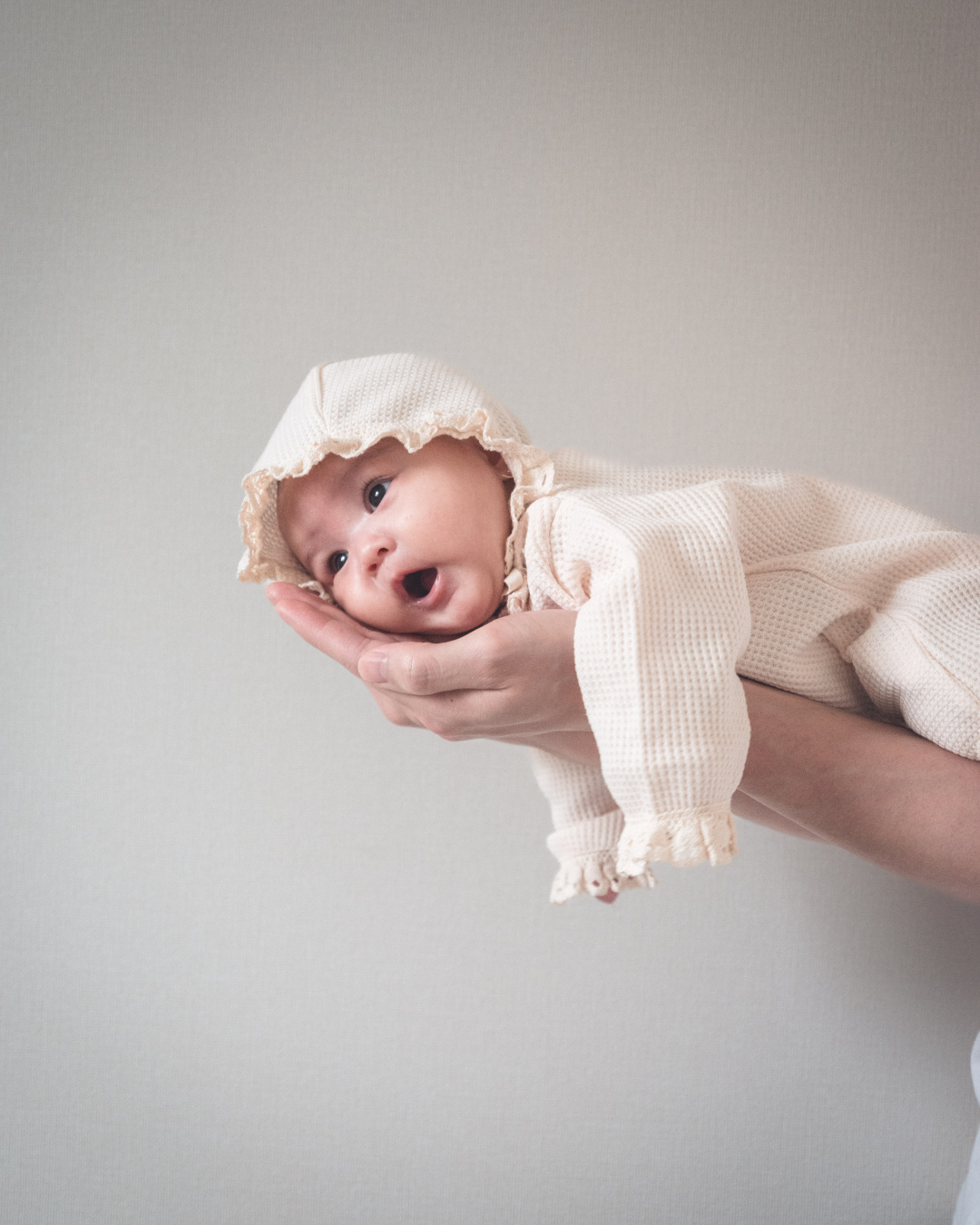 【新作 7日(金) 10:00 販売】UL ORIGINAL：ニューボーンワッフルロンパース