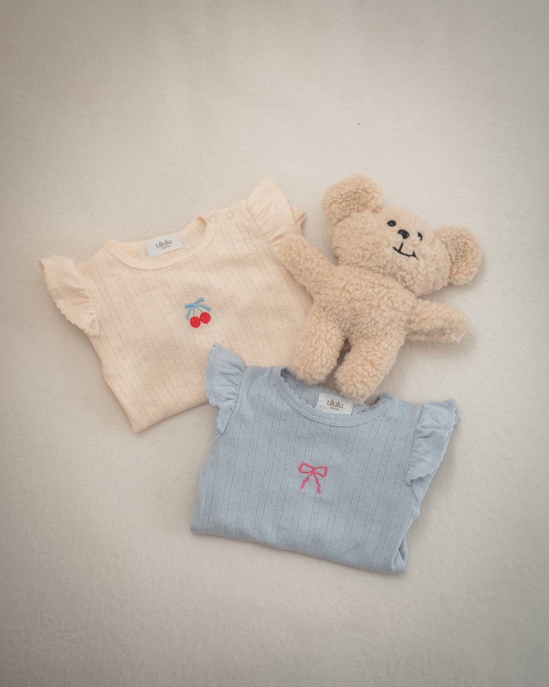 刺繍フリルスリーブ リブロンパース