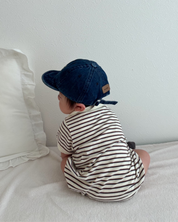 【新作20日(金) 10:00販売】コットンボーダー襟付きロンパース