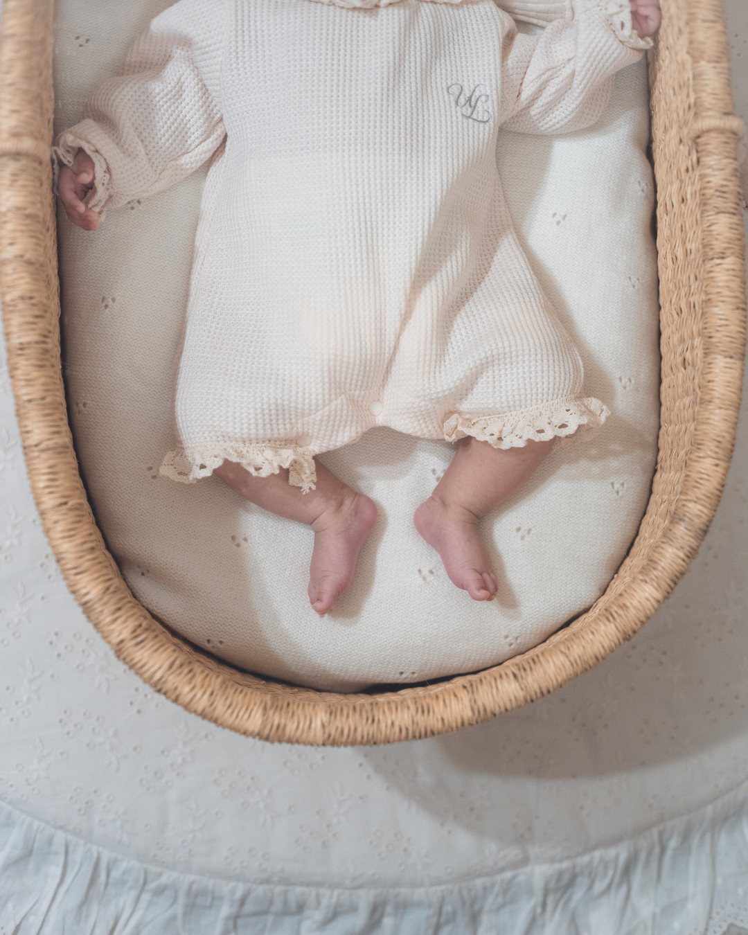 【新作 7日(金) 10:00 販売】UL ORIGINAL：ニューボーンワッフルロンパース