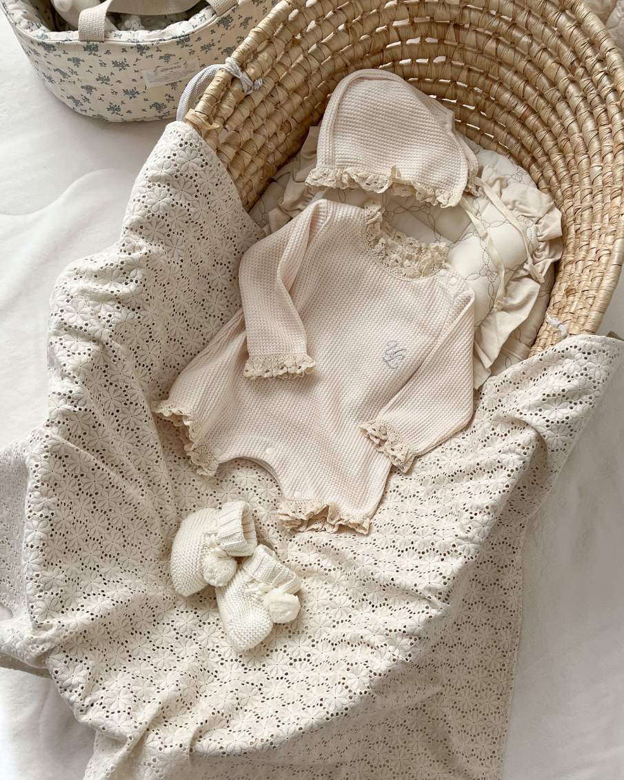 【新作 7日(金) 10:00 販売】UL ORIGINAL：ニューボーンワッフルロンパース