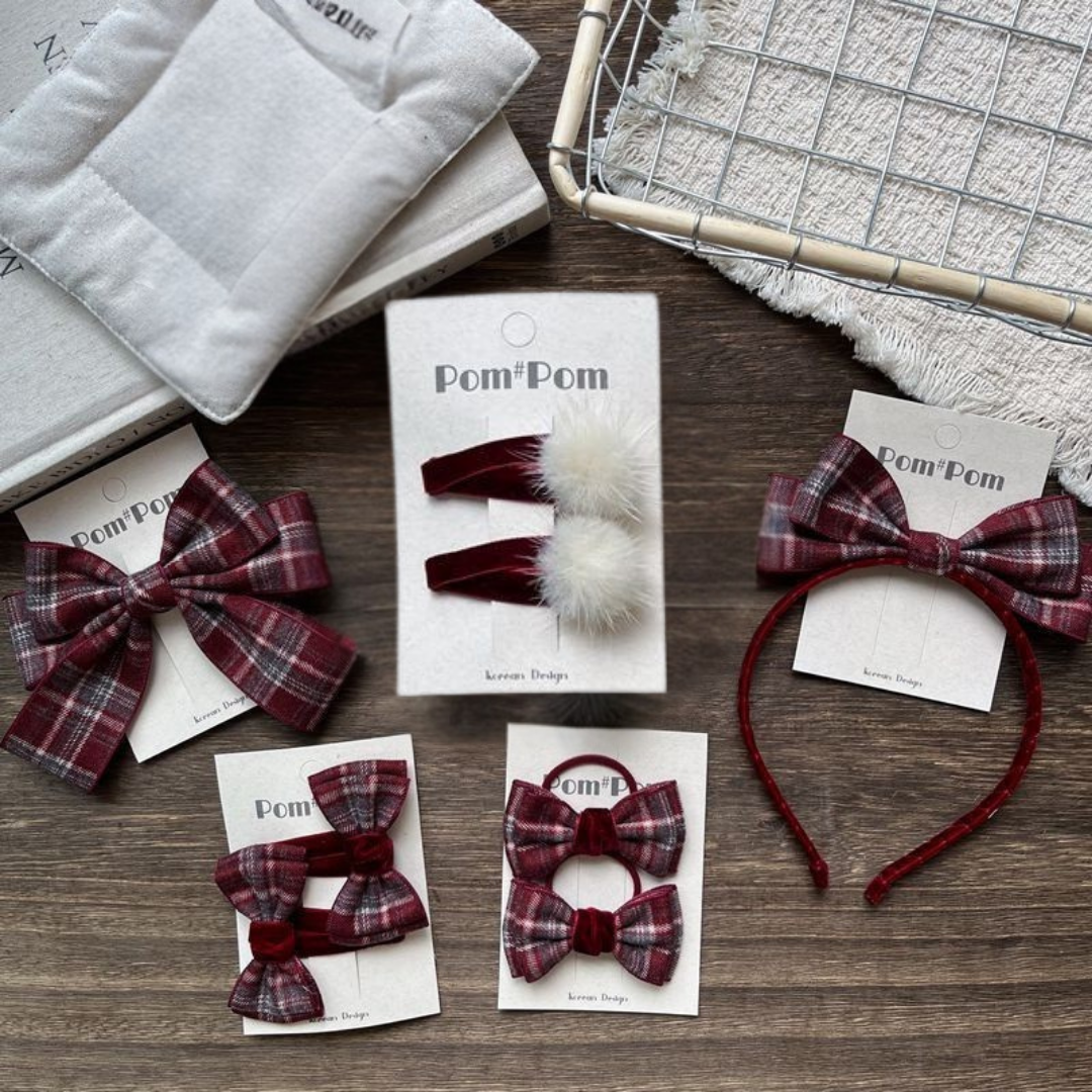 ボルドーチェックアクセサリー