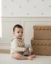 【新作 26日(金) am10:00販売】リボンカラー コットンロンパース