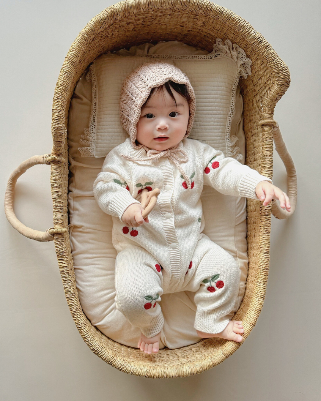 【新作】チェリーニットカバーオール