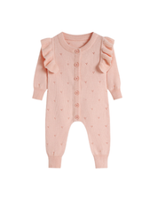 《 新作 28日(金) am10:00販売 》フリルスリーブニットロンパース