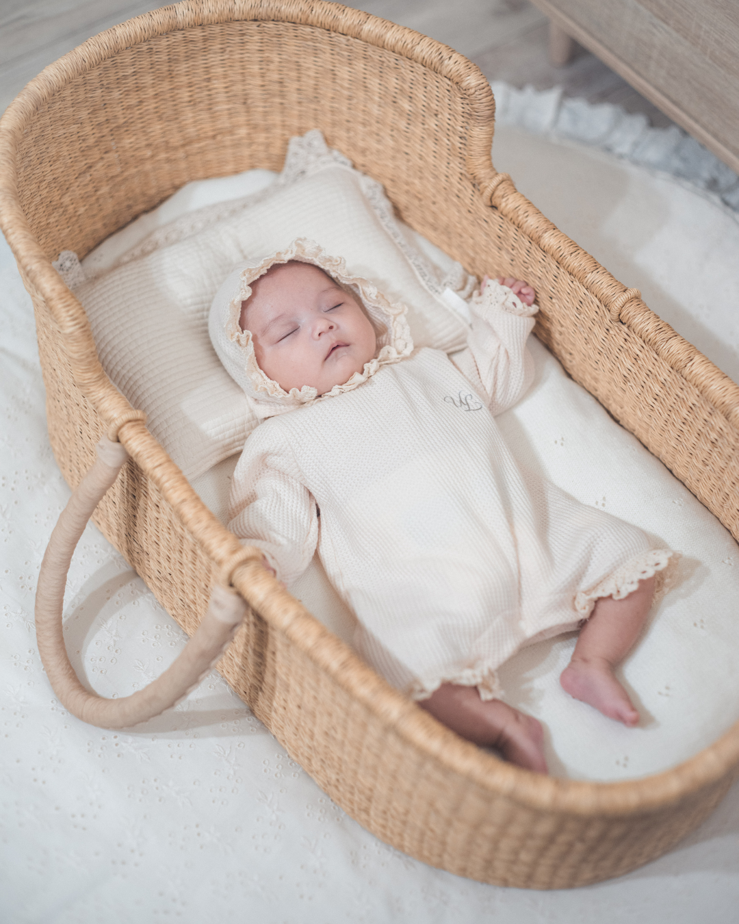 【新作 7日(金) 10:00 販売】UL ORIGINAL：ニューボーンワッフルロンパース