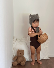 【新作 21日(金) 10:00 販売】ululu original set （レトロチェックロンパース＆サスペンダーブルマ）