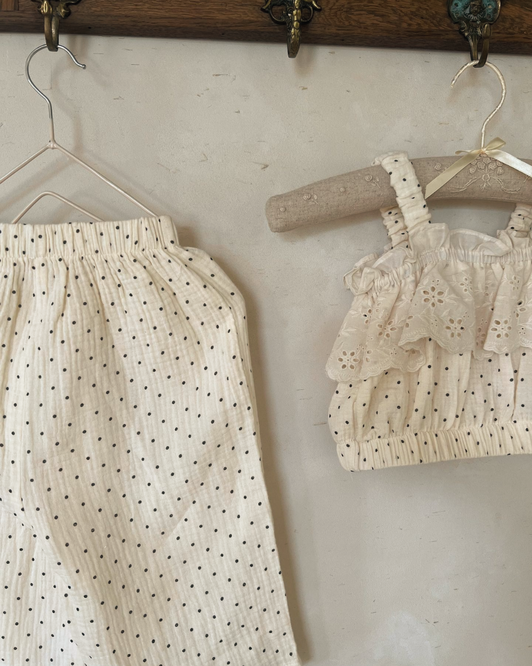【SALE】アイレットフリルドット セットアップ