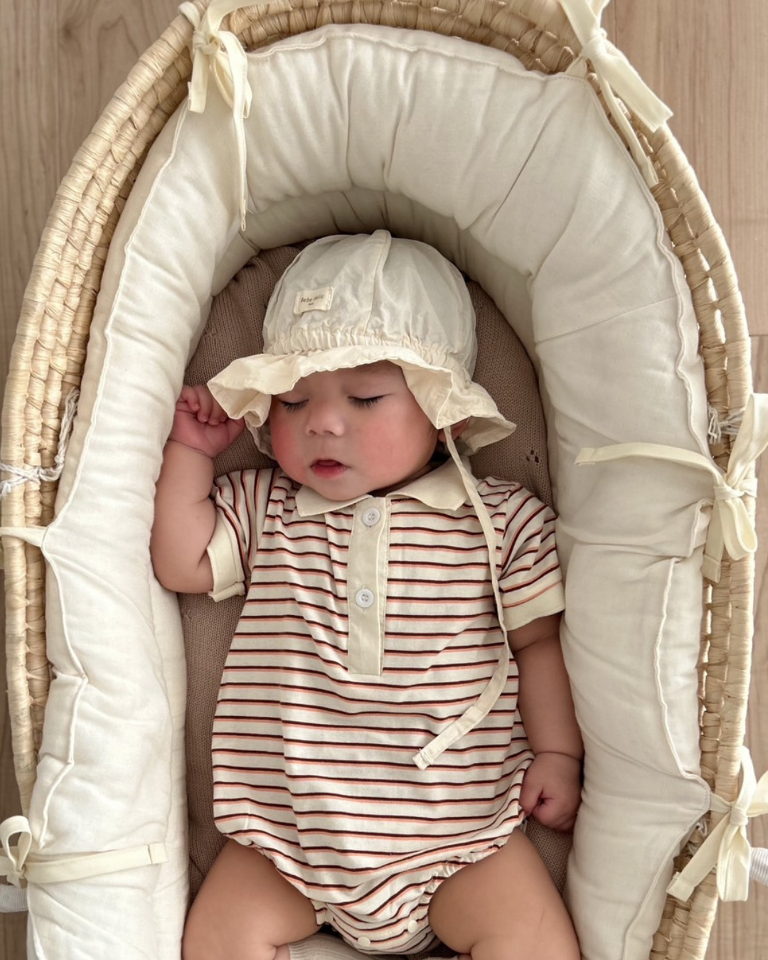 【新作20日(金) 10:00販売】コットンボーダー襟付きロンパース