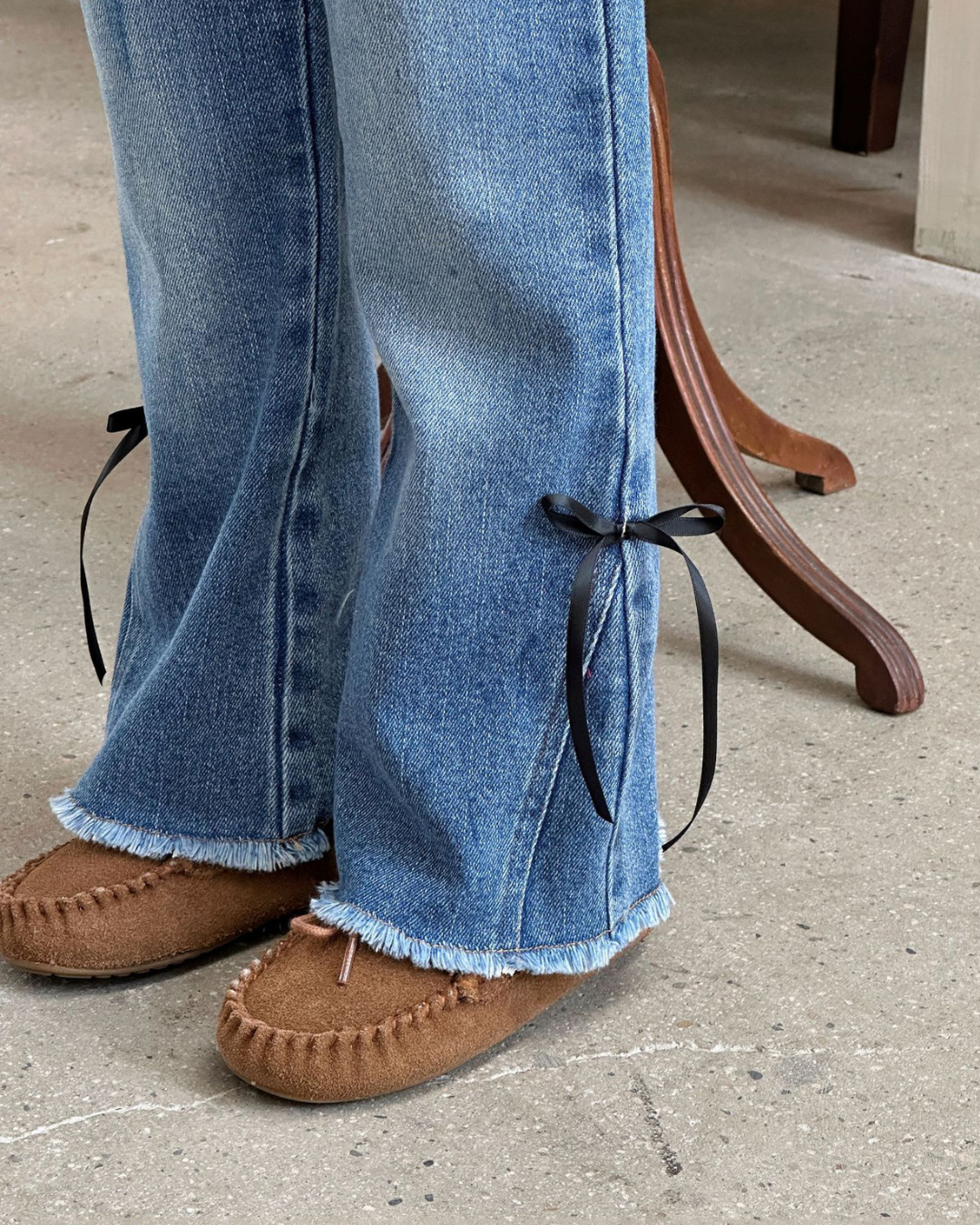 レースアップデニムパンツ