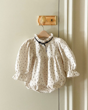 【新作】プチドットフリルロンパース