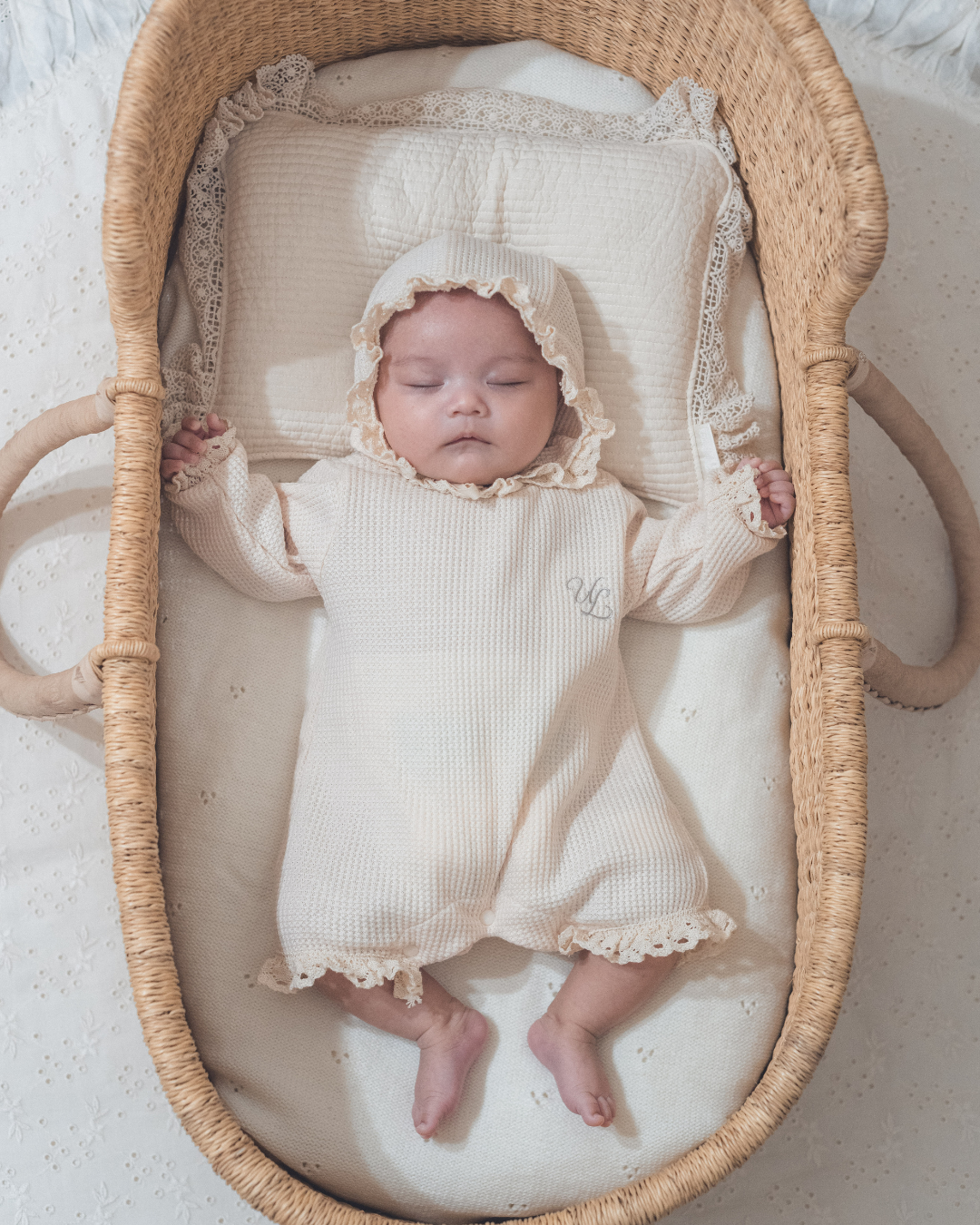 【新作 7日(金) 10:00 販売】UL ORIGINAL：ニューボーンワッフルロンパース