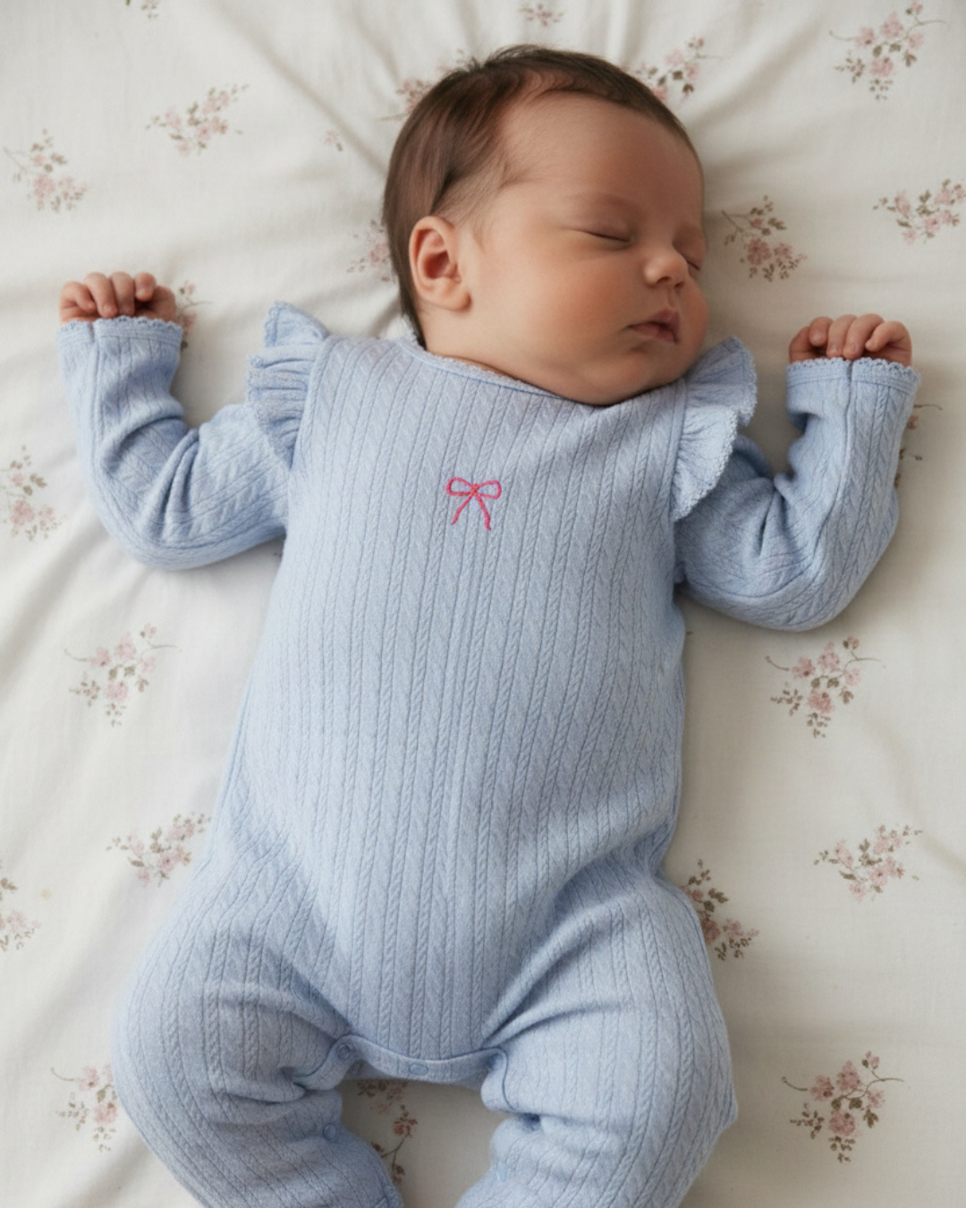 【新作 26日(金) am10:00販売】刺繍フリルスリーブ リブロンパース