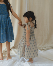 【SALE】花柄リボンショルダーシャーリングワンピース