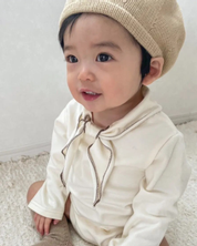 【新作 26日(金) am10:00販売】リボンカラー コットンロンパース