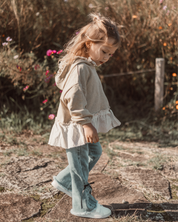 レースアップデニムパンツ