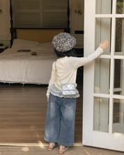 レースヘムデニムパンツ