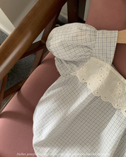 【新作】くま刺繍チェックロンパース