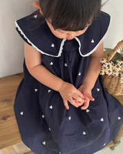 【新作 10日(金) 10:00販売】ハート刺繍セーラーカラーワンピース