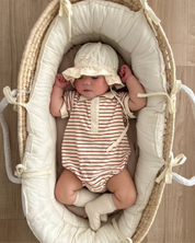 【新作20日(金) 10:00販売】コットンボーダー襟付きロンパース