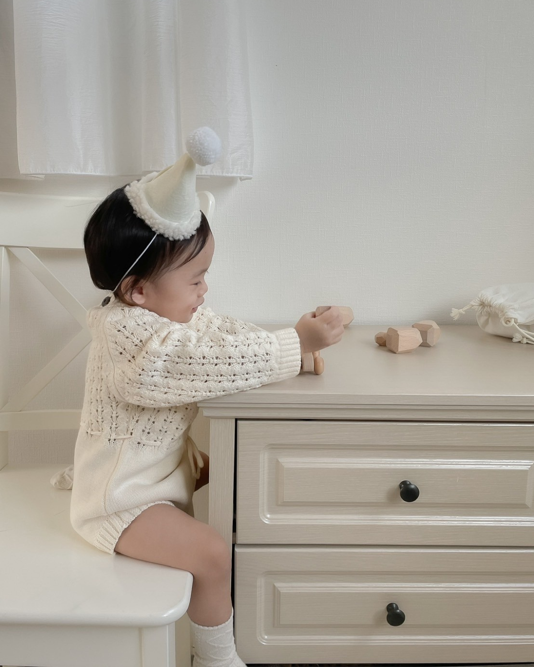 【新作】編みニットロンパース