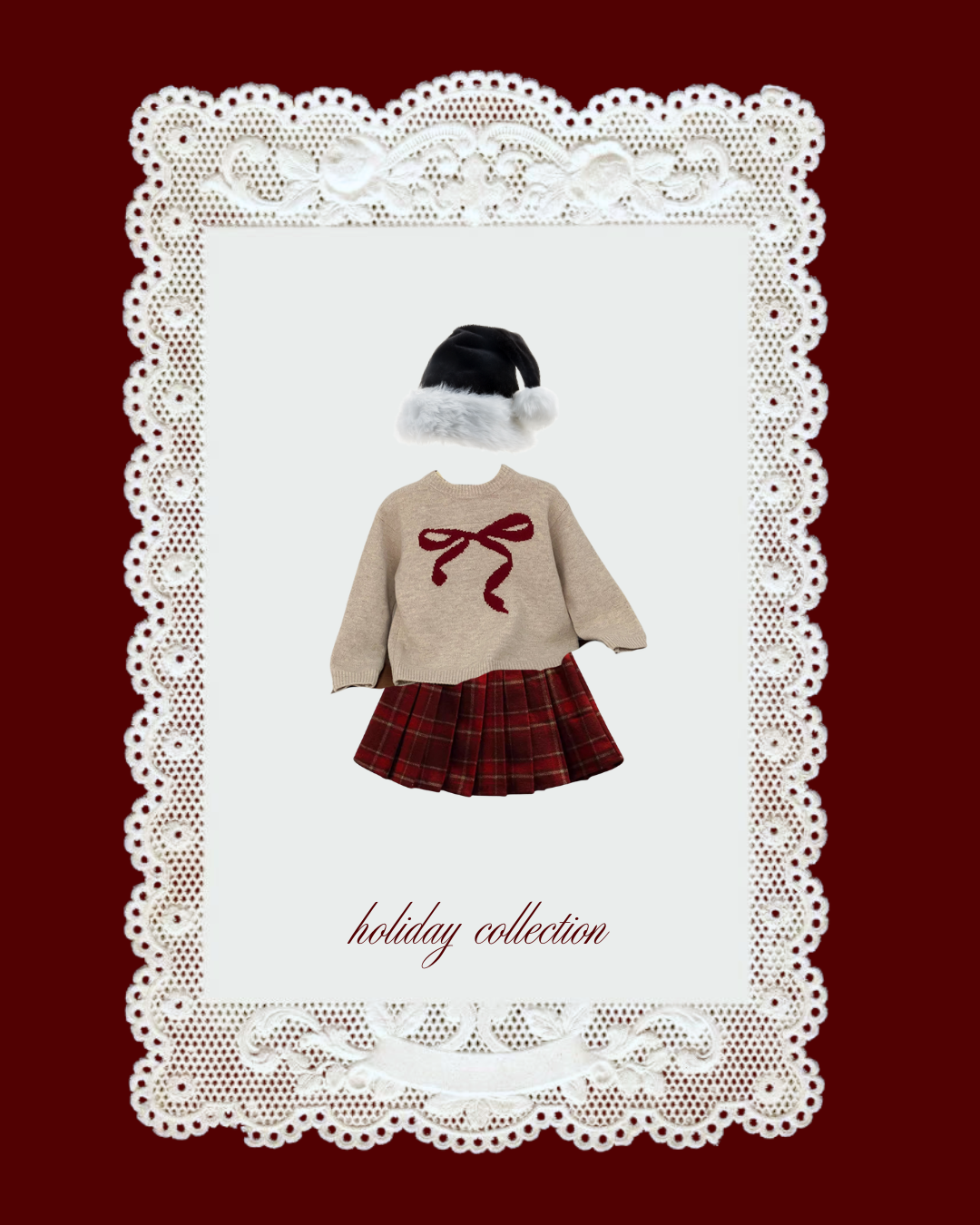 🎄Holiday Set – リボンニット＆チェックミニスカート