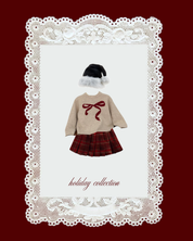 🎄Holiday Set – リボンニット＆チェックミニスカート