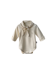 【新作 26日(金) am10:00販売】リボンカラー コットンロンパース