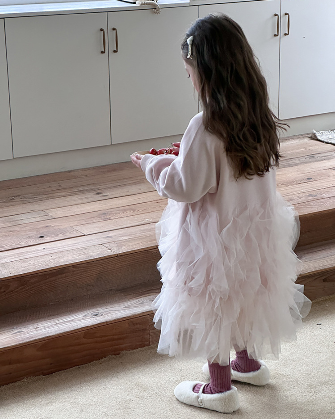 チュールフリルスウェットワンピース