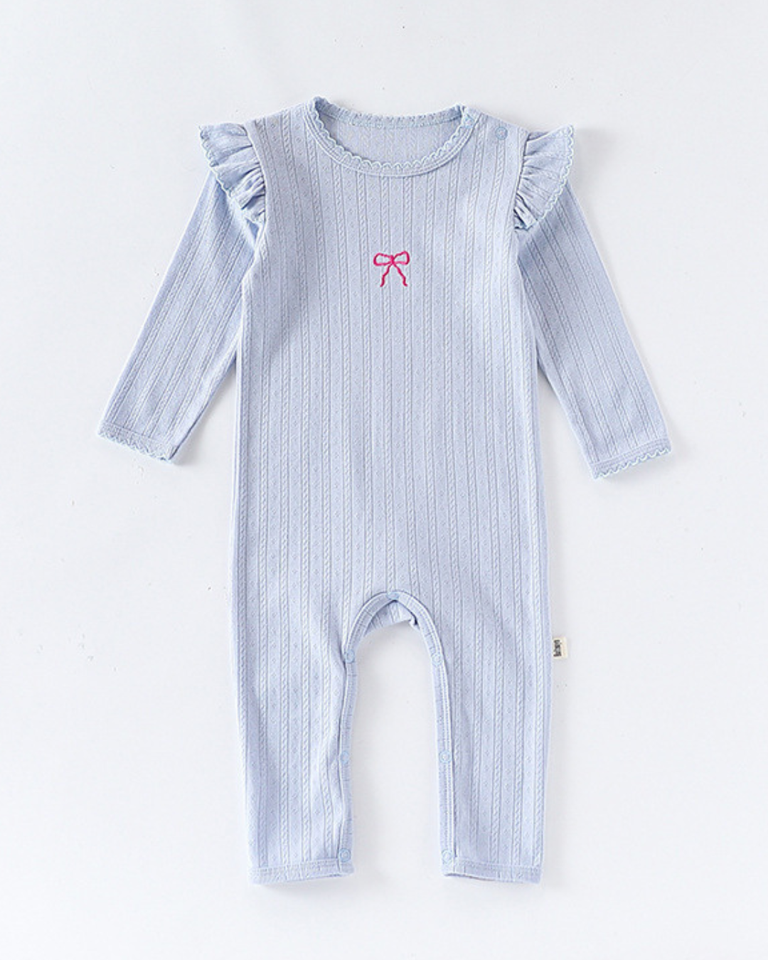 【新作 26日(金) am10:00販売】刺繍フリルスリーブ リブロンパース