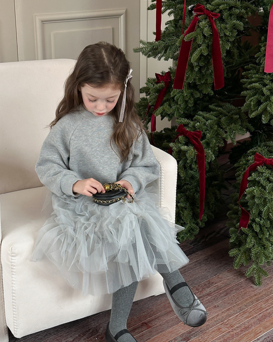 チュールフリルスウェットワンピース