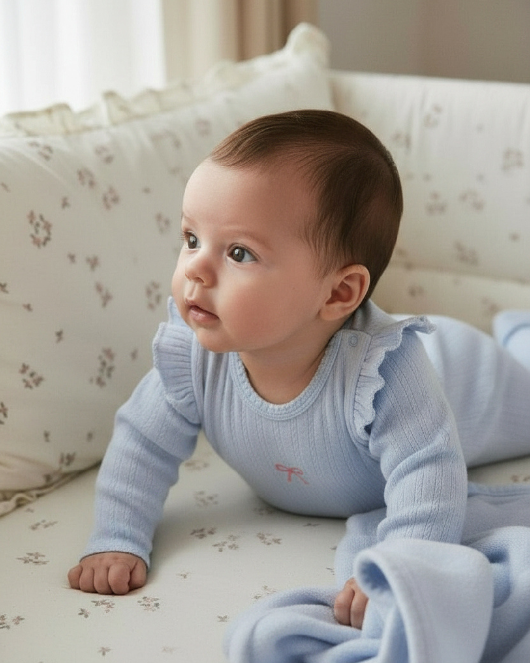 【新作 26日(金) am10:00販売】刺繍フリルスリーブ リブロンパース