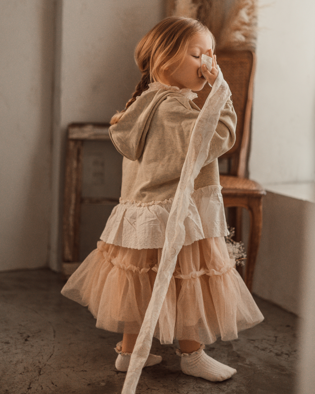 チュールフリルロングスカート