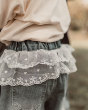 レースヘムデニムパンツ