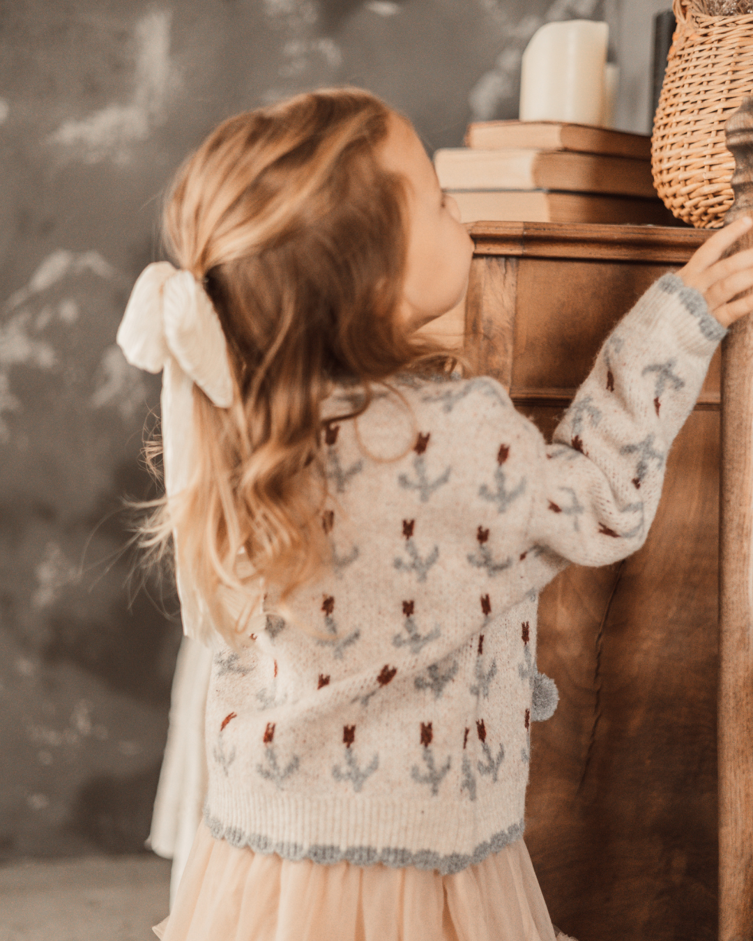 ハートボタンジャカードニットカーディガン