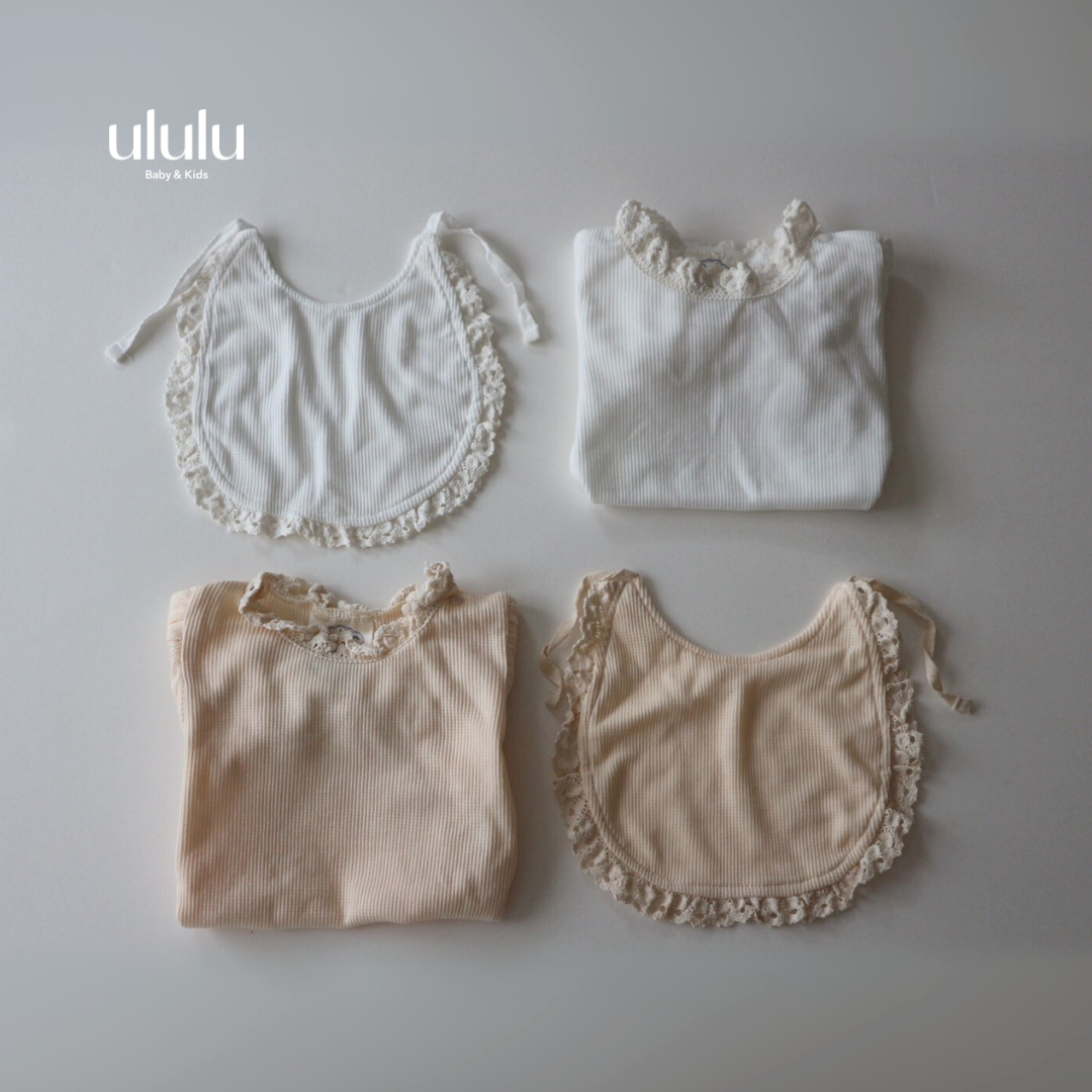 【SALE】セット：レースワッフルロンパースセット