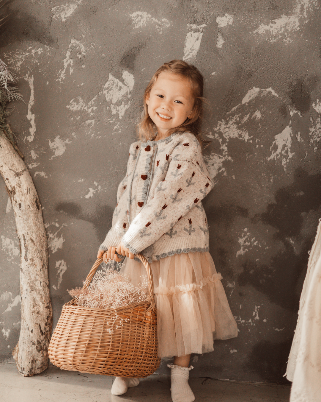 ハートボタンジャカードニットカーディガン